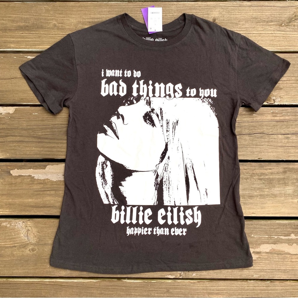 Billie Eilish T-Shirt Happier Than Ever • New • Small Black 100% Cotton